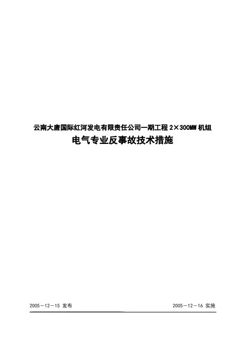 大唐国际-电气专业反事故技术措施