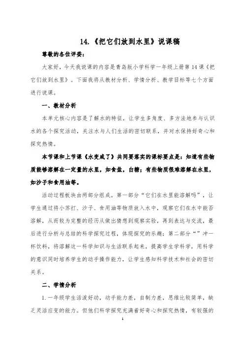 14.《把它们放到水里》说课稿(精品)