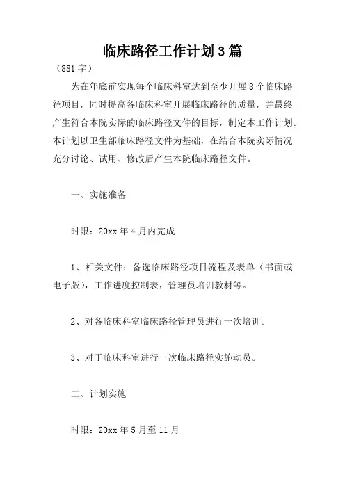 临床路径工作计划3篇