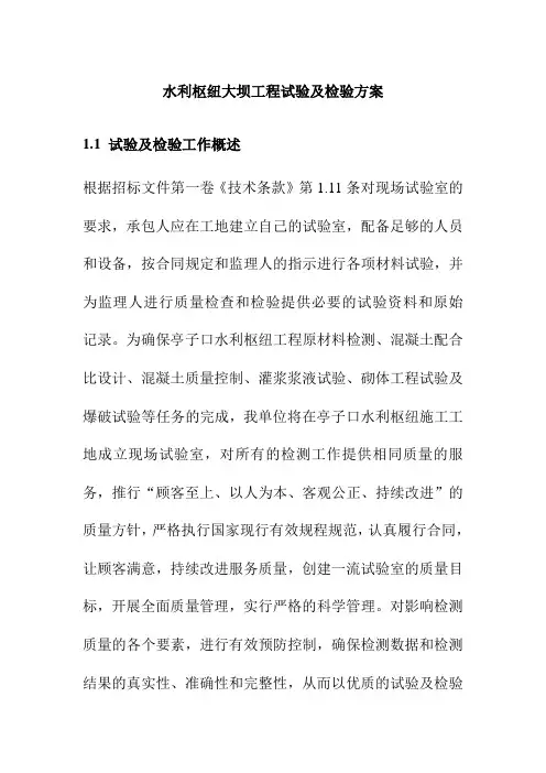 水利枢纽大坝工程试验及检验方案