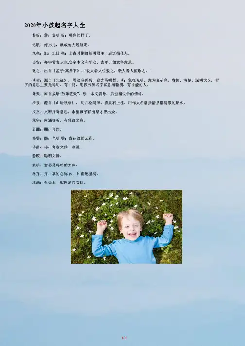 小孩起名字大全
