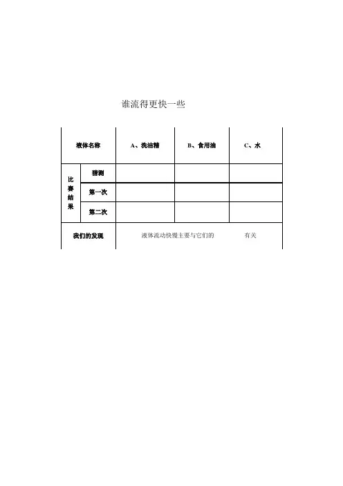 谁流得更快一些 表格