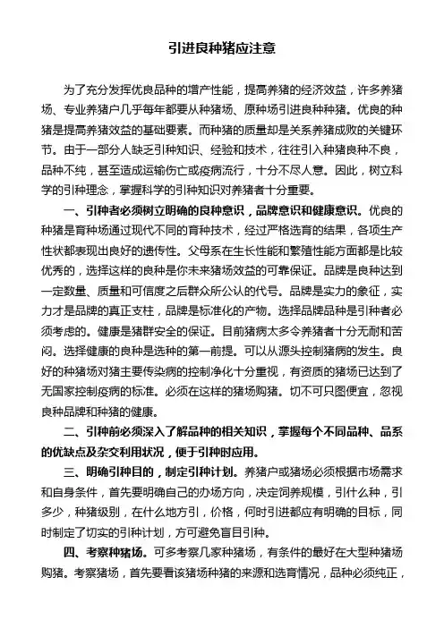 引进种猪十注意