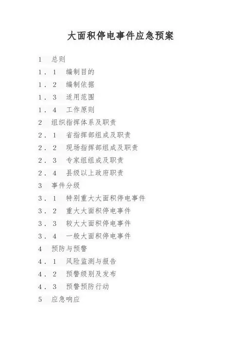 大面积停电事件应急预案