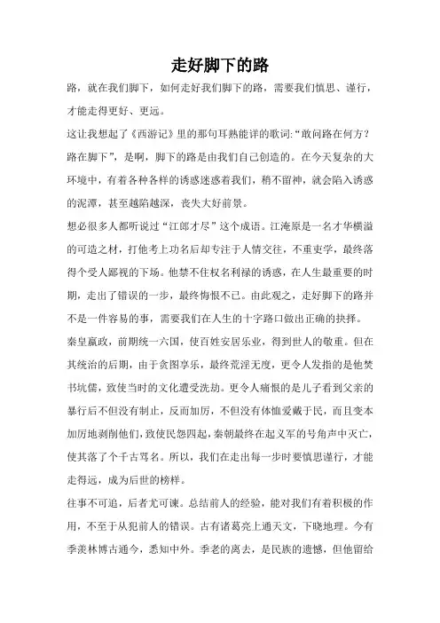 走好脚下的路