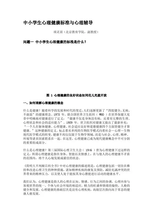 中小学生心理健康标准与心理辅导