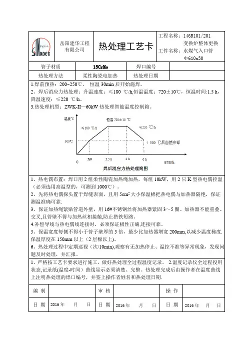 15CrMo热处理工艺卡201604