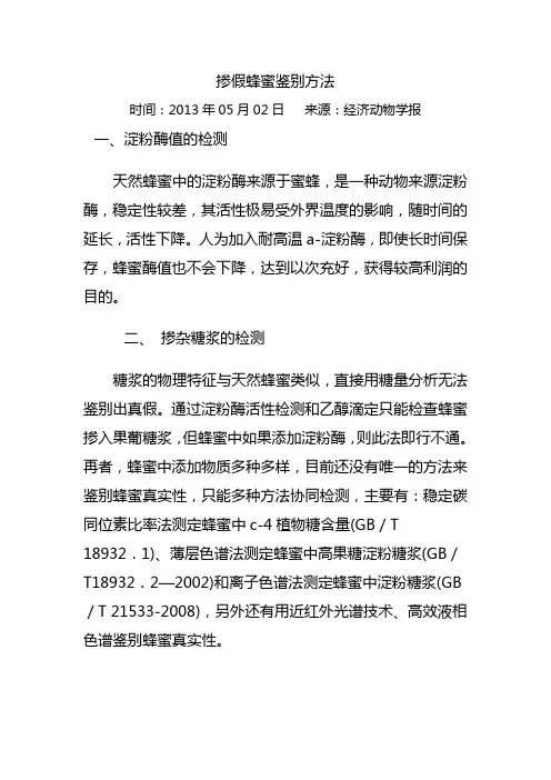 掺假蜂蜜鉴别方法