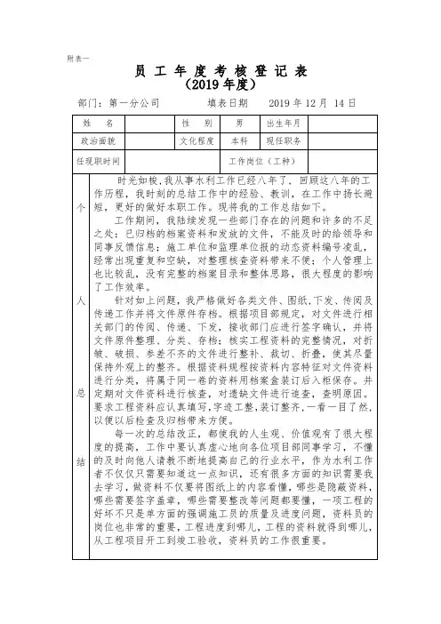 员工年度考核-水利