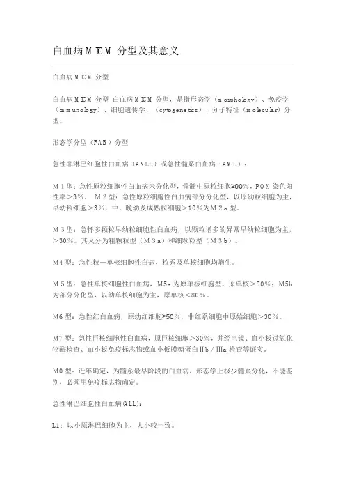 白血病MICM分型及其意义