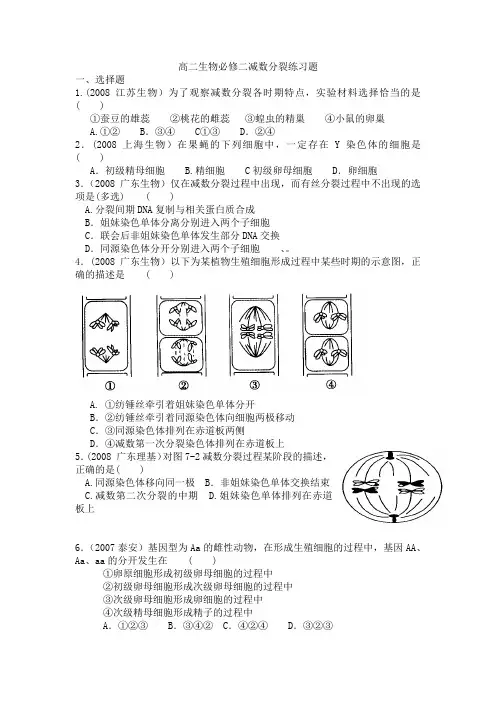 减数分裂练习题(难)