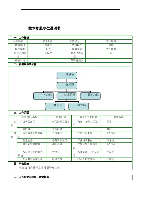 技术总监岗位说明书