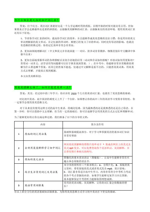 2016版江苏译林牛津高中英语单词表(必修一)英英解释版