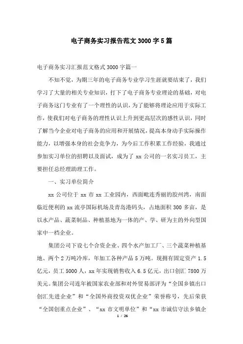 电子商务实习报告范文3000字5篇