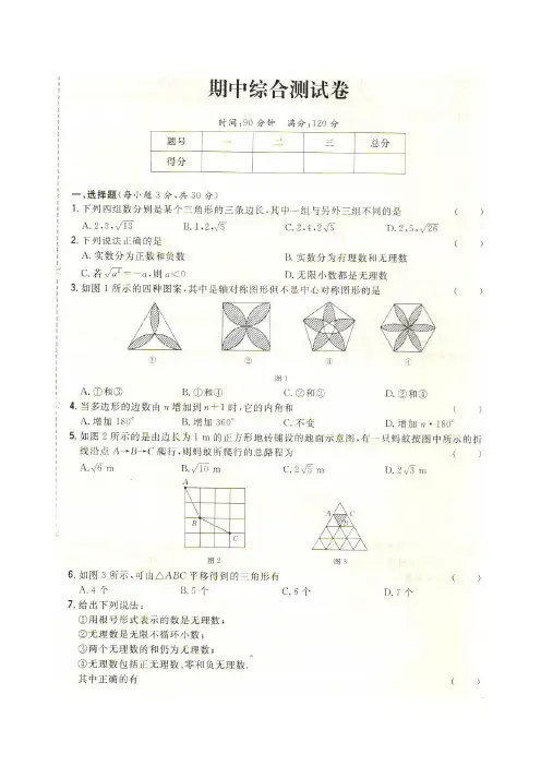 北师大版八年级数学上册期中测试题Word 文档