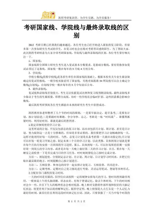 考研国家线、学院线与最终录取线的区别