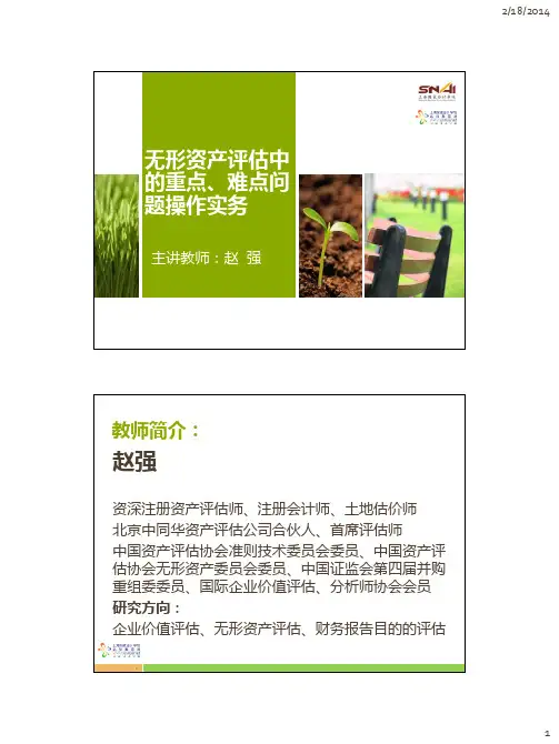 无形资产评估中 的重点、难点问 题操作实务