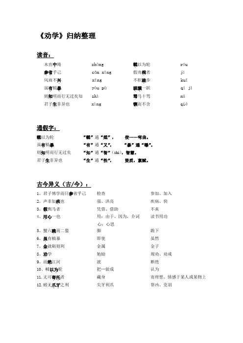 《师说》《劝学》字词整理