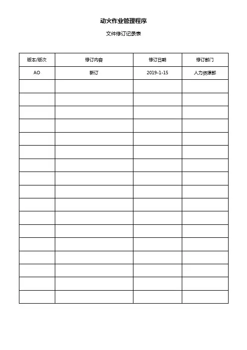 动火作业管理程序+动火作业票+动火作业管理示意图