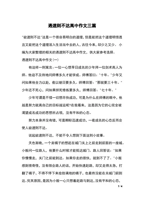 遇速则不达高中作文三篇