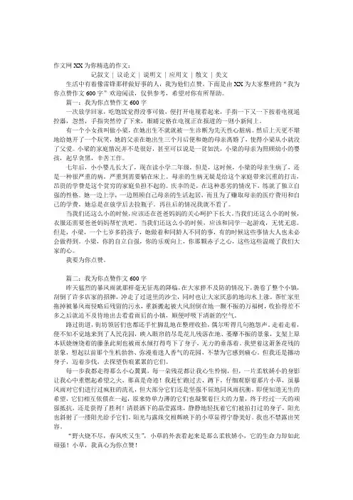 我为你点赞作文600字