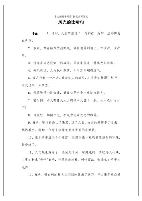 风光的比喻句