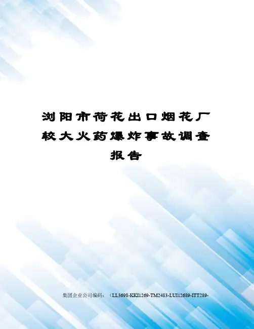 浏阳市荷花出口烟花厂较大火药爆炸事故调查报告