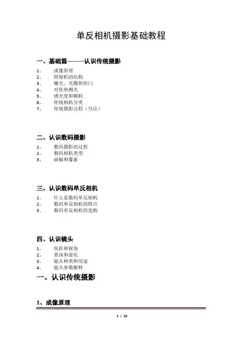 单反相机详细基础入门教程