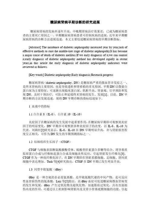 糖尿病肾病早期诊断的研究进展