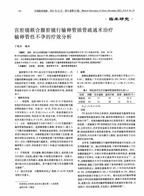 宫腔镜联合腹腔镜行输卵管插管疏通术治疗输卵管性不孕的疗效分析