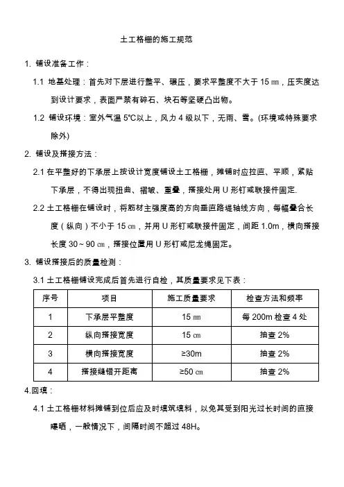 土工格栅的施工规范