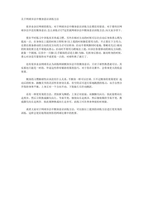 关于网球步法中侧身意识训练方法