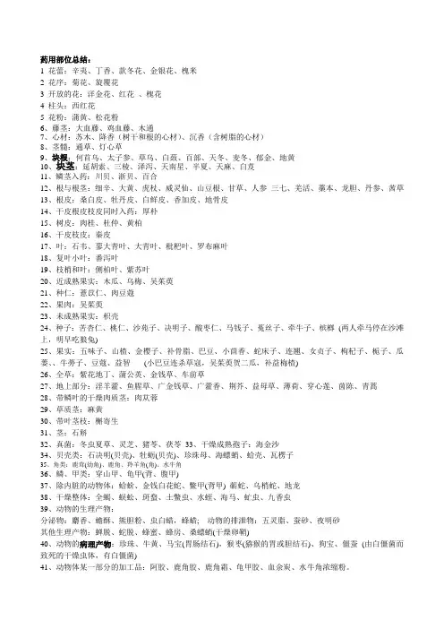 中药 药用部位 总结