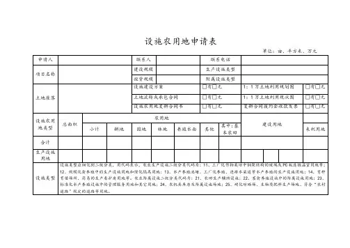 设施农用地申请表