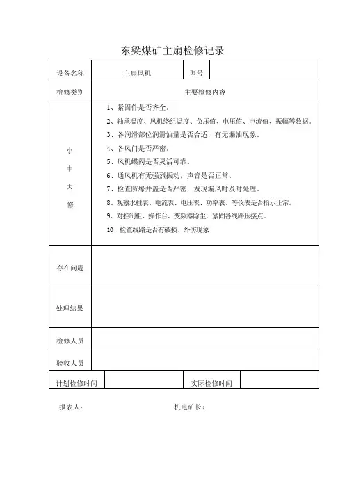 主通风机检修记录表