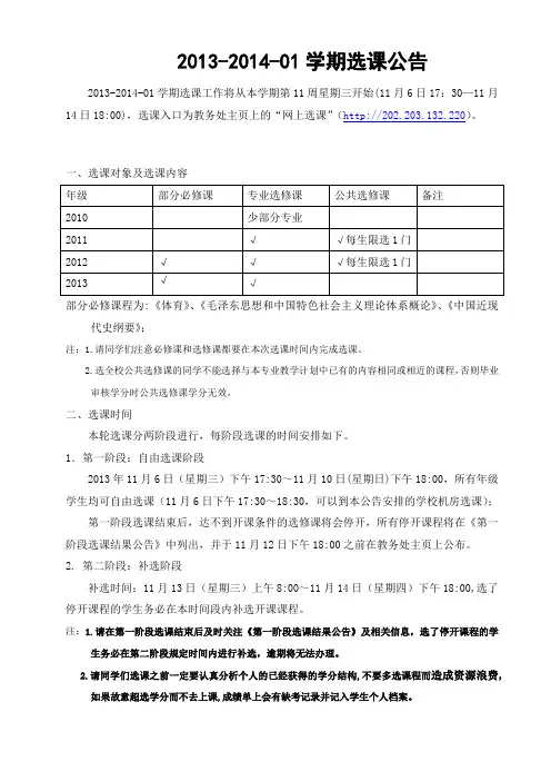 西南林业大学选课公告