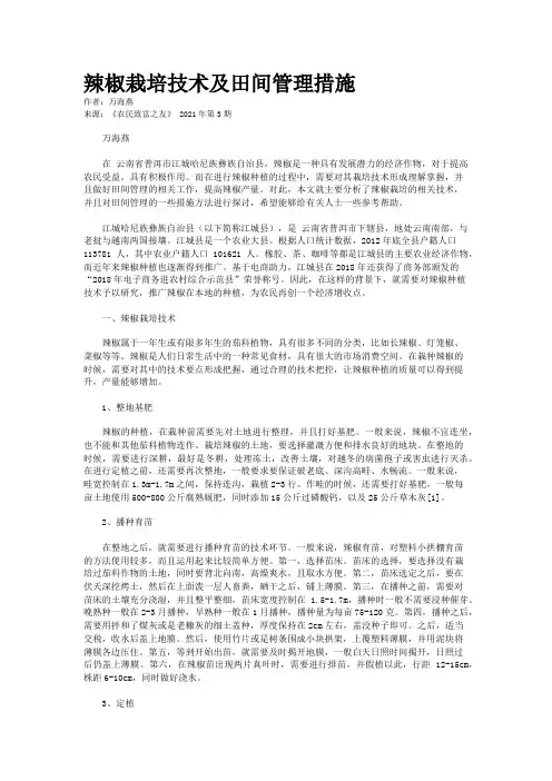 辣椒栽培技术及田间管理措施