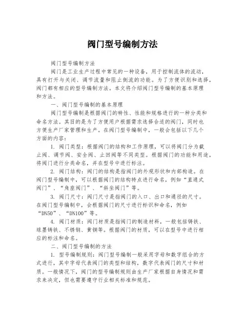 阀门型号编制方法