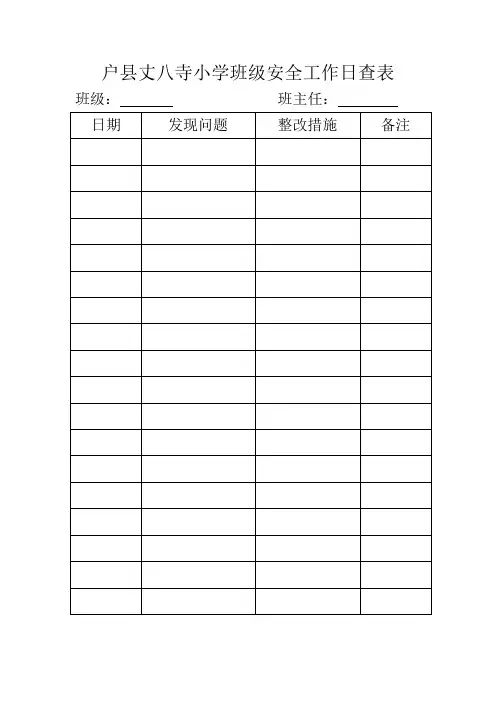 班级安全工作日查表