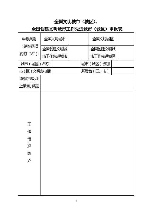 全国文明城市(城区)、