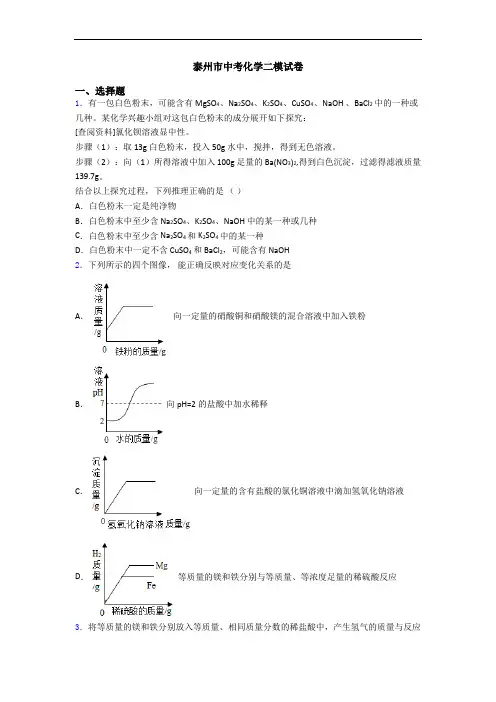 泰州市中考化学二模试卷