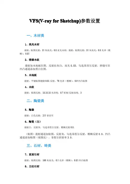 V-ray for SU常用材质参数(整理)