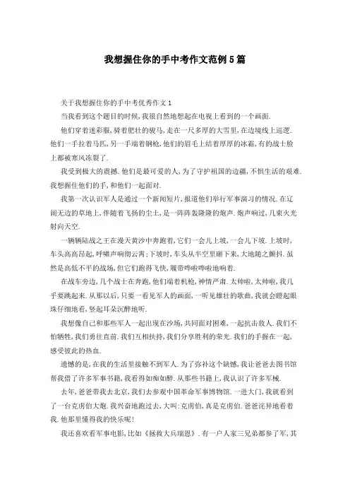 我想握住你的手中考作文范例5篇