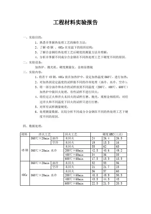 工程材料实验报告