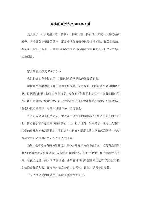 家乡的夏天作文400字五篇