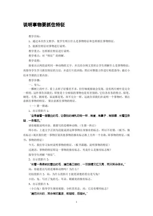 说明事物要抓住特征教学设计