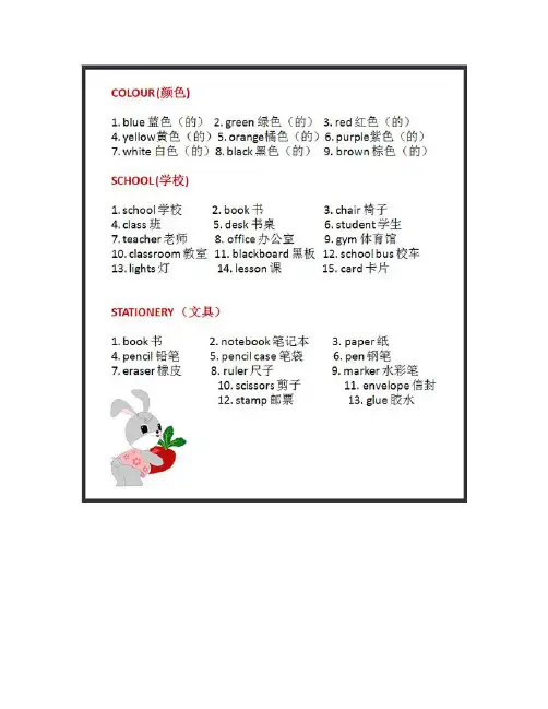 小学常见英语单词分类