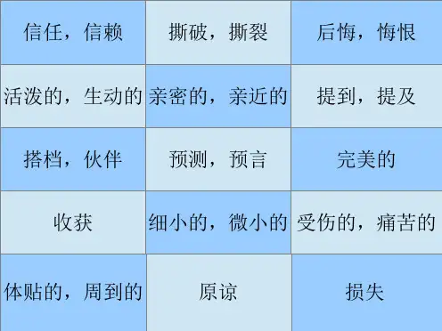 (完整版)外研版B6M3词汇快速复习