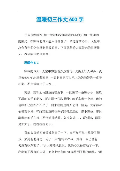温暖初三作文600字