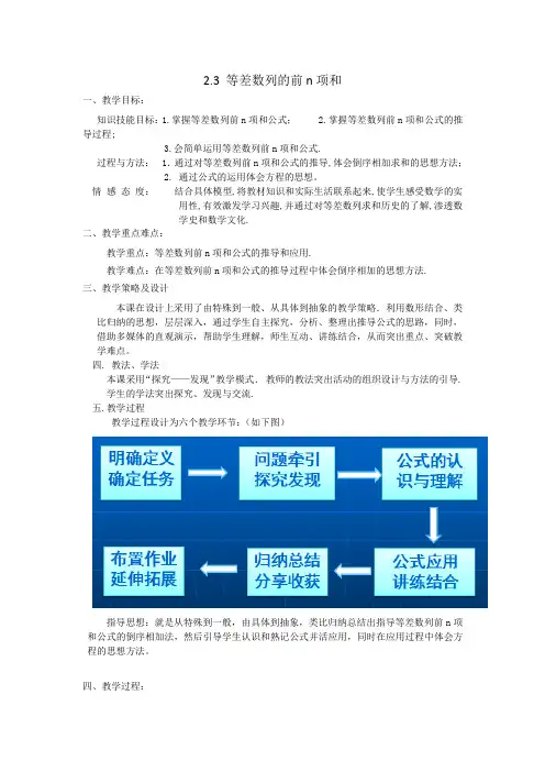 人教A版高中数学必修五 2.3等差数列的前n项和 教案 